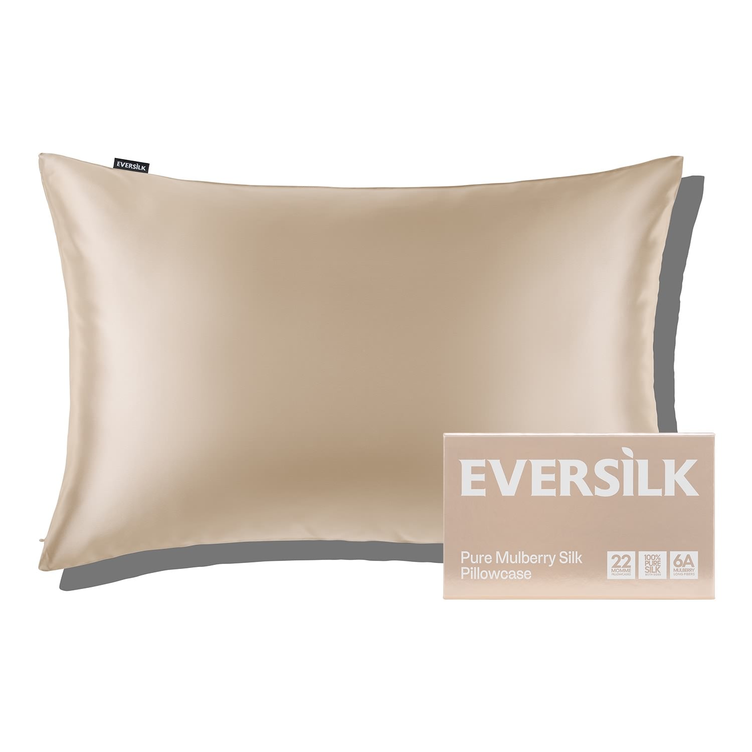 EVERSILK Champagne Silk Pillowcase for Hair and Skin - 100% Mulberry Silk - 22 Momme, 6A Grade with Zipper