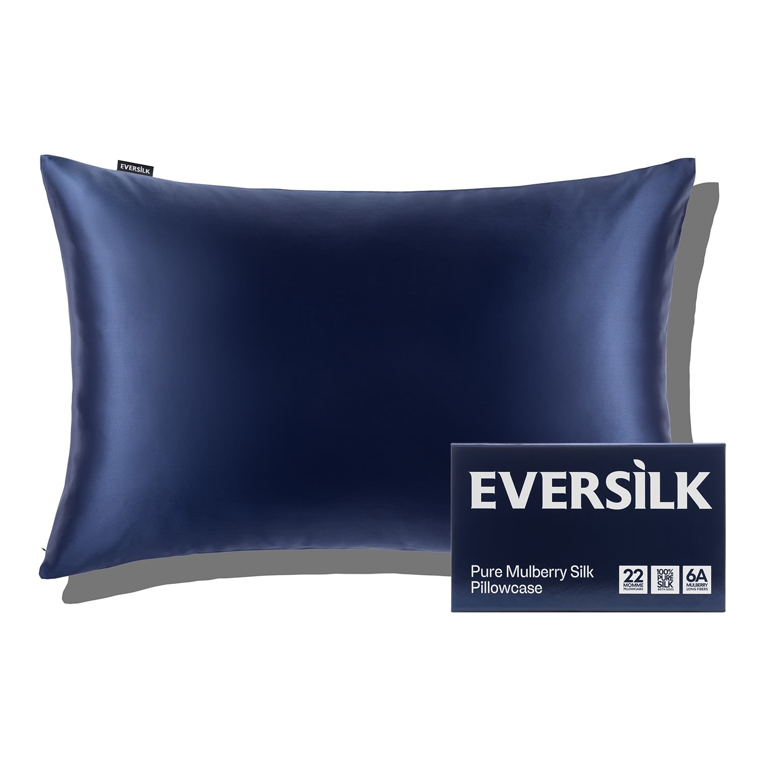 EVERSILK Navy Silk Pillowcase for Hair and Skin - 100% Mulberry Silk - 22 Momme, 6A Grade with Zipper