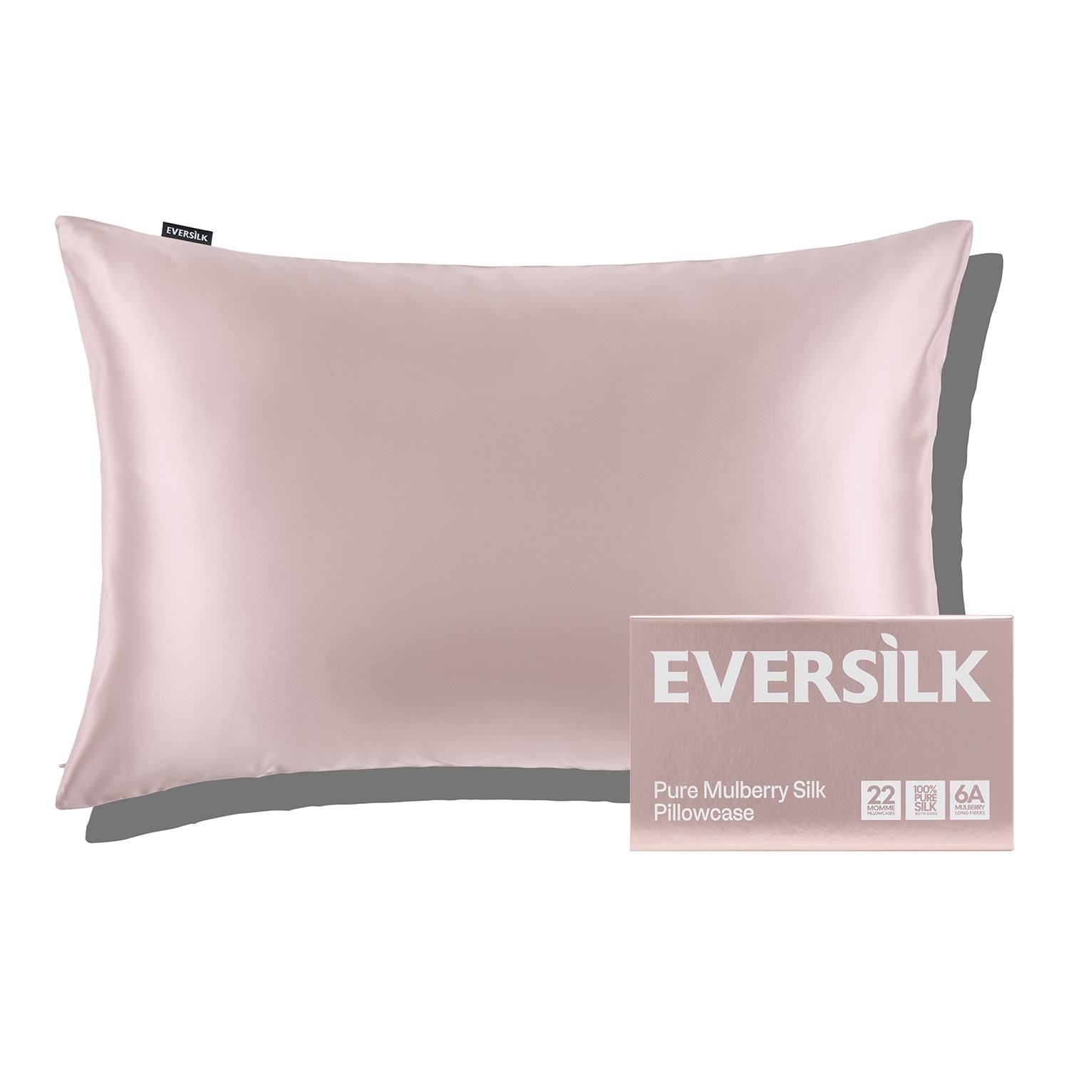 EVERSILK Pink Silk Pillowcase for Hair and Skin - 100% Mulberry Silk - 22 Momme, 6A Grade with Zipper