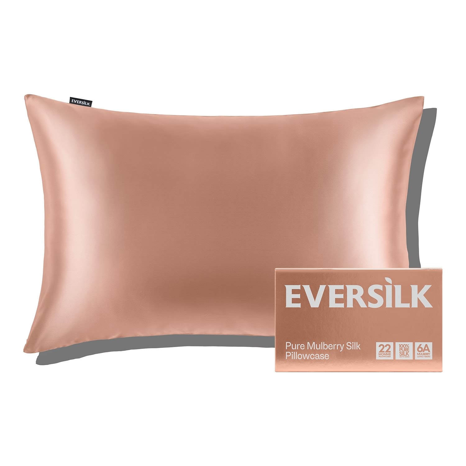 EVERSILK Rose Gold Silk Pillowcase for Hair and Skin - 100% Mulberry Silk - 22 Momme, 6A Grade with Zipper