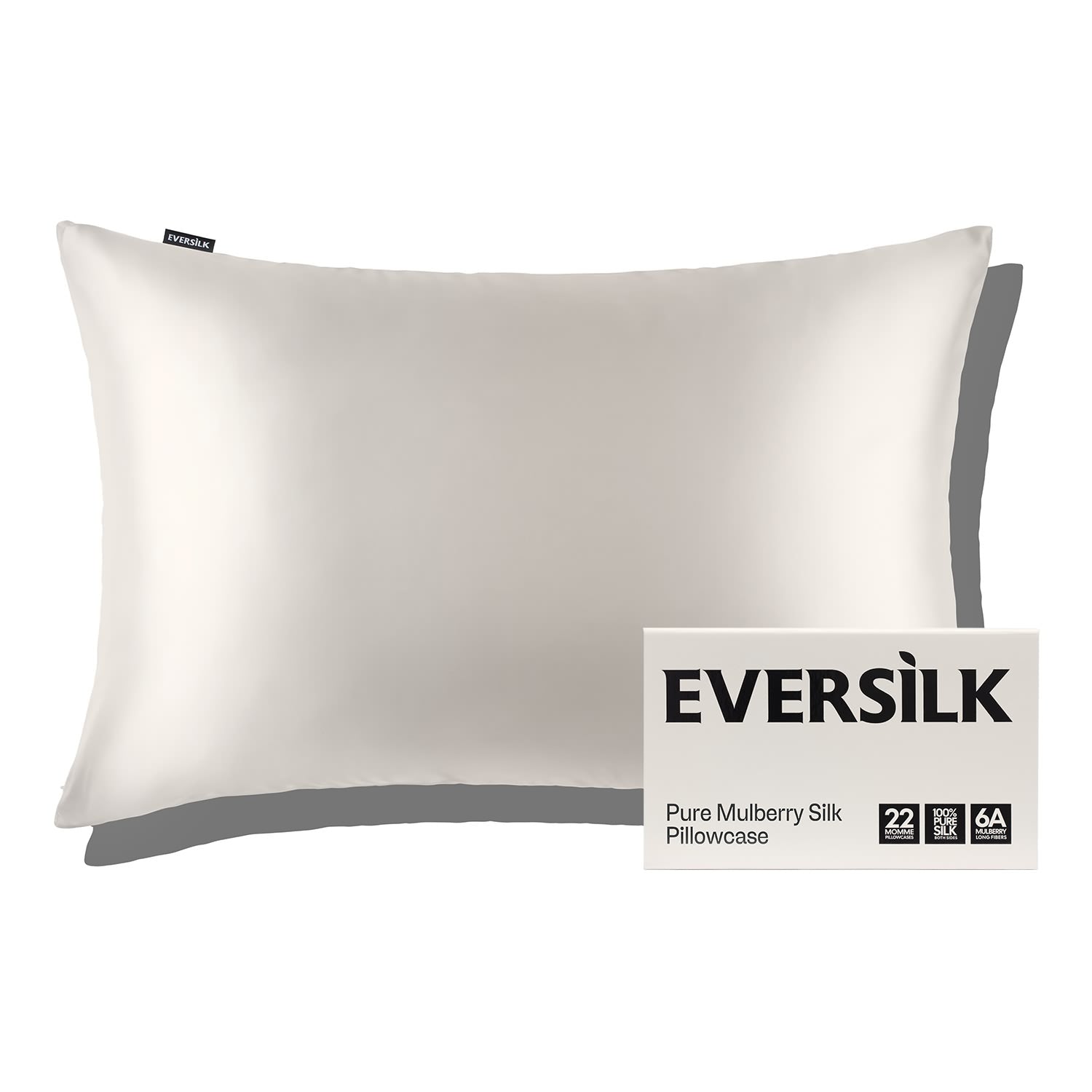 EVERSILK White Silk Pillowcase for Hair and Skin - 100% Mulberry Silk - 22 Momme, 6A Grade with Zipper